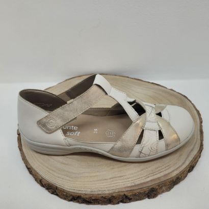 Sandale blanche et beige avec 1 velcro Remonte 