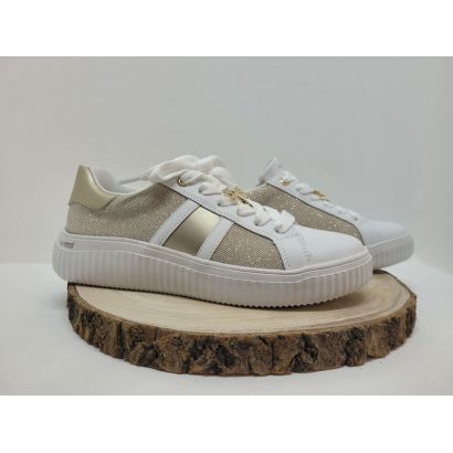 basket blanche et or libellule sur lacet bande or remonte