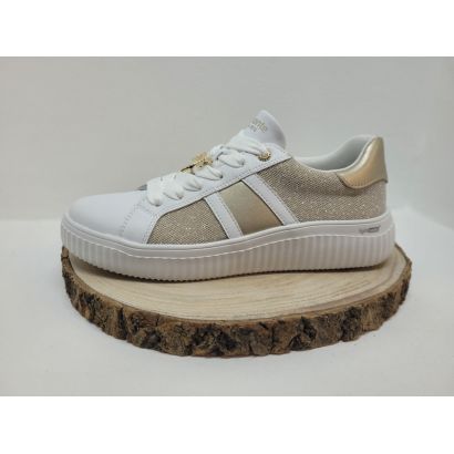 basket blanche et or libellule sur lacet bande or remonte