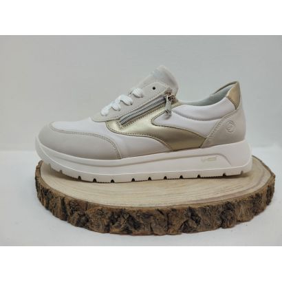 Basket plate souple blanche avec une bande doré REMONTE