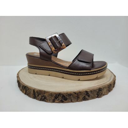 nu -pied compensé marron avec deux velcros boucle léopard