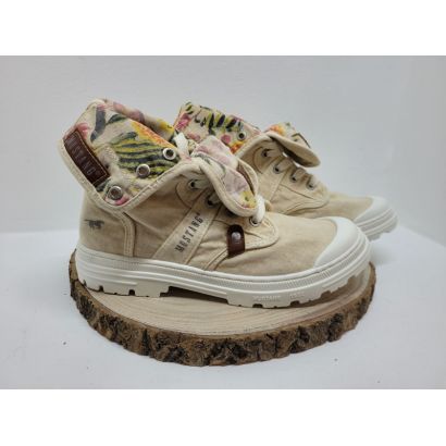 Chaussures montantes blanc cassé avec motifs multicolore Mustang 