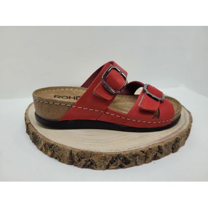 mule compensé rouge avec deux boucles Rohde 