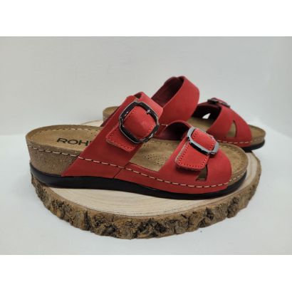 mule compensé rouge avec deux boucles Rohde 