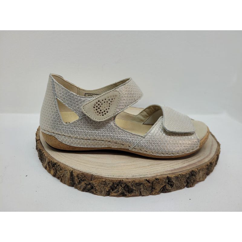 Sandale dorée avec deux velcros arrière fermé Waldläufer