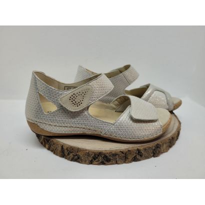 Sandale dorée avec deux velcros arrière fermé Waldläufer