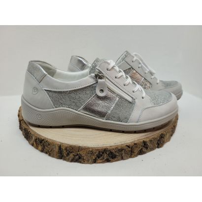 Basket plate grise argenté zip avec imprimé suave 