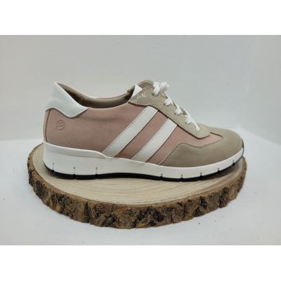 Basket plate rose et beige bande blanche Suave