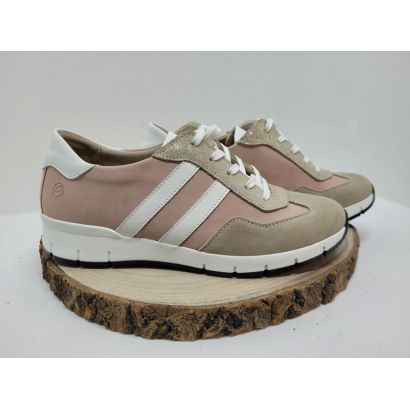 Basket plate rose et beige bande blanche Suave