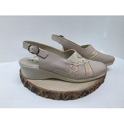 Ballerine compensébeige et blanche avec avant fermé Arima