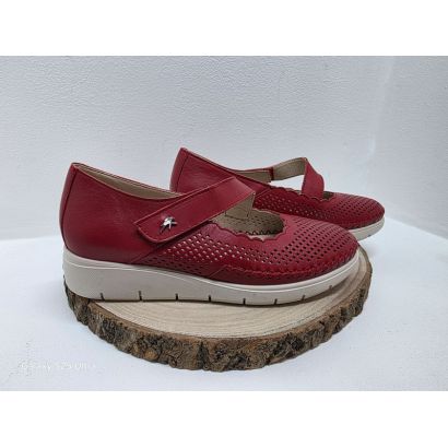 ballerine compensé rouge perforée avec un velcro Fluchos