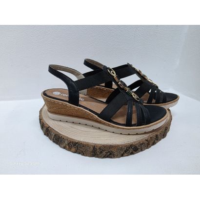 Nu-pied noir compensé élastique avec décoration sur le dessus Remonte 