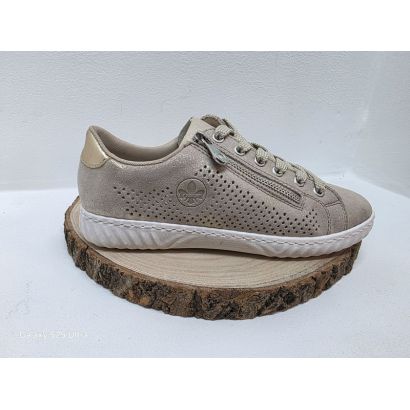 Basket plate beige et dorée côté perforé avec un zip Rieker