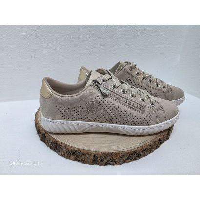 Basket plate beige et dorée côté perforé avec un zip Rieker
