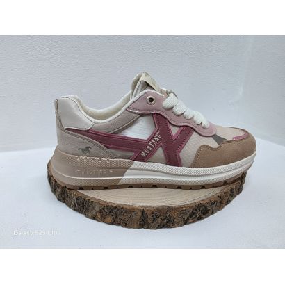 Basket plate beige et rose avec motif Mustang