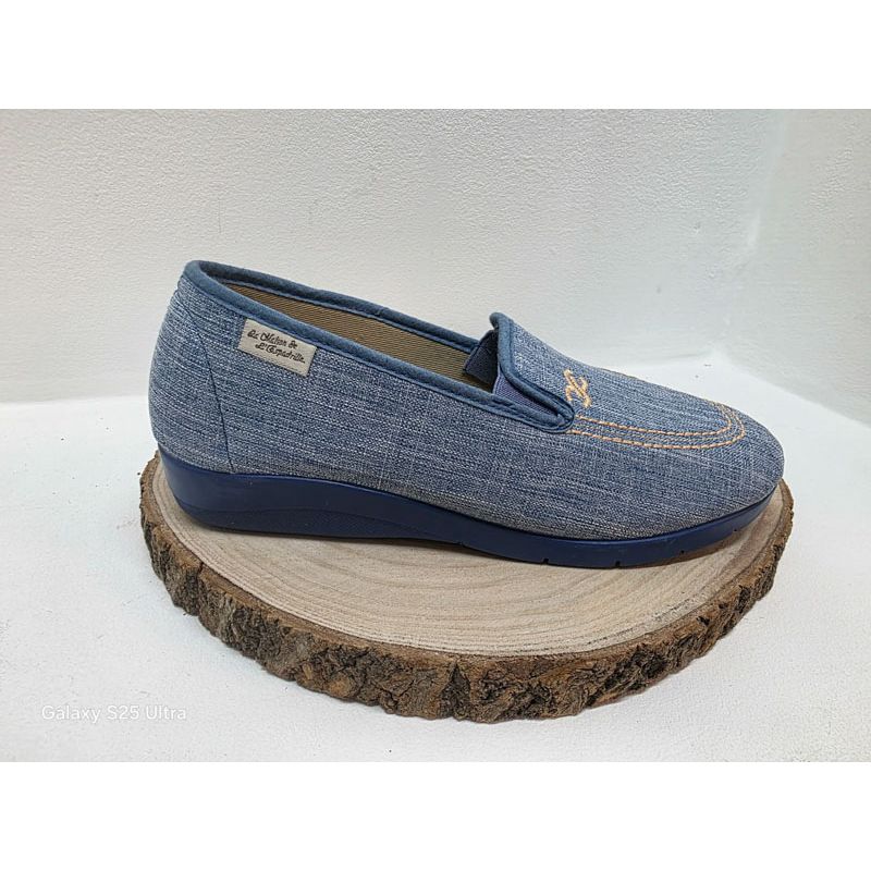 Pantoufle bleu jeans avec sigle x brodé Maison de l'espadrille