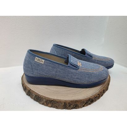 Pantoufle bleu jeans avec sigle x brodé Maison de l'espadrille