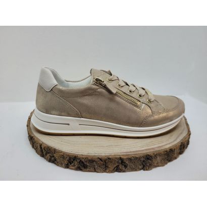 Basket doré plate avec zip renfort blanc Ara