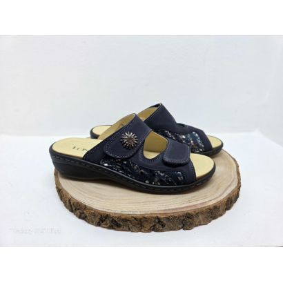 Mule bleu marine 2 velcros avec stretch Longo