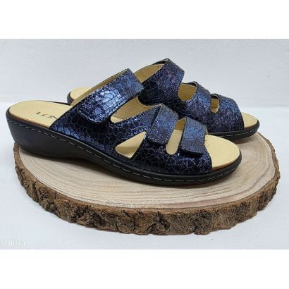 Mule 3 velcros bleu croco Longo