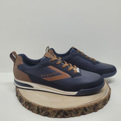 Basket bleu foncé avec talon marron Bugatti