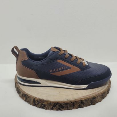 Basket bleu foncé avec talon marron Bugatti