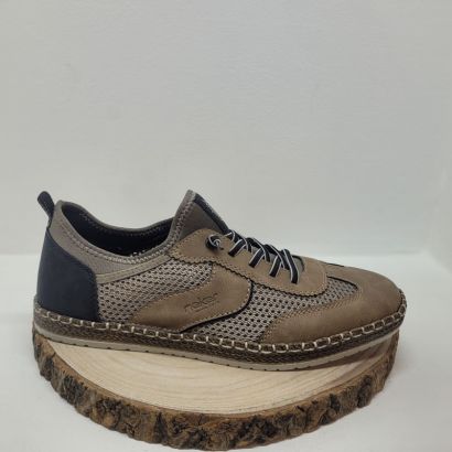 Basket plate taupe et noir avec lacets élastiques Rieker