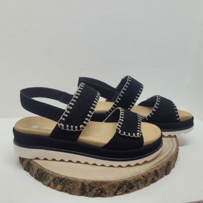 Nu- pied noir compensée surpiqure blanche deux velcros Remonte 