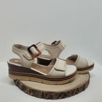 nu - pied compensée beige deux velcros boucle bicolore Remonte 