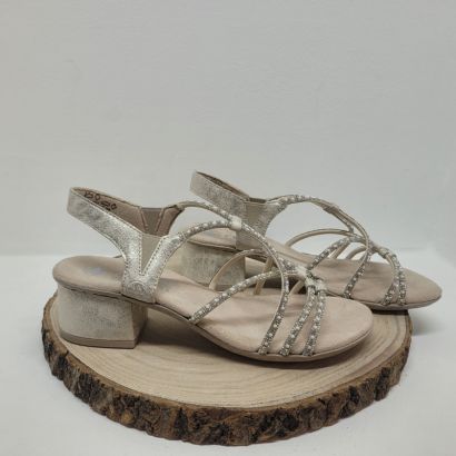 Nu-pied petit talon beige et strass Rieker