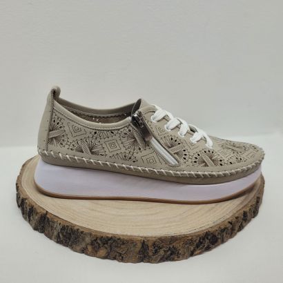 Basket beige souple avec zip et imprimé Suave 