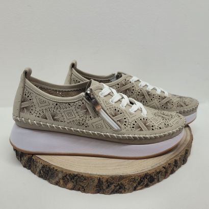 Basket beige souple avec zip et imprimé Suave 