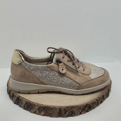 Basket beige classique avec zip et imprimé doré Suave