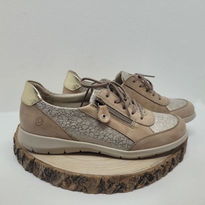 Basket beige classique avec zip et imprimé doré Suave