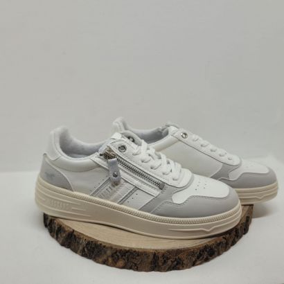 Basket plate blanche et argenté avec un zip 