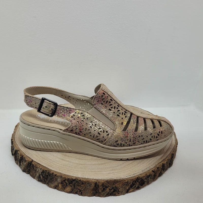 Nu-pieds fermé multicolors avec motifs à l'avant Rieker