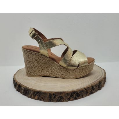 Nu-pied compensé or semelle corde 