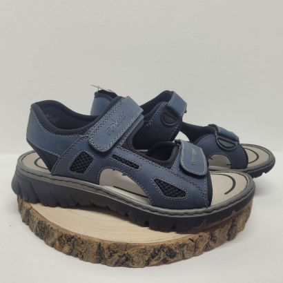 Nu-pied bleu 2 velcros semelle noire Rieker