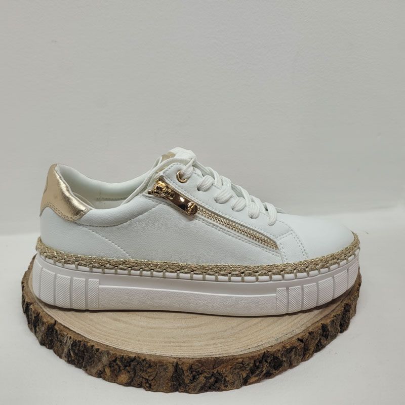 Basket blanche avec du dorée et zip Marco Tozzi