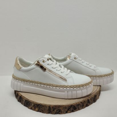 Basket blanche avec du dorée et zip Marco Tozzi