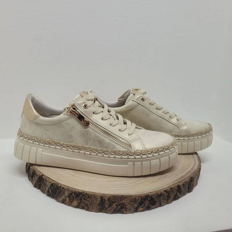 Basket beige avec du dorée et zip Marco Tozzi