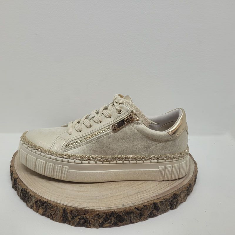 Basket beige avec du dorée et zip Marco Tozzi
