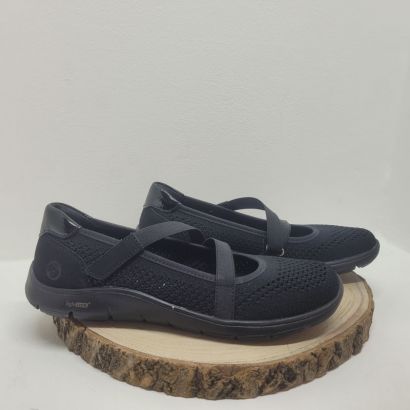 Ballerine noire avec deux bandes élastiques Remonte