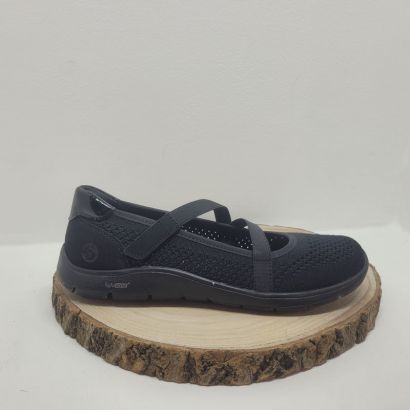 Ballerine noire avec deux bandes élastiques Remonte