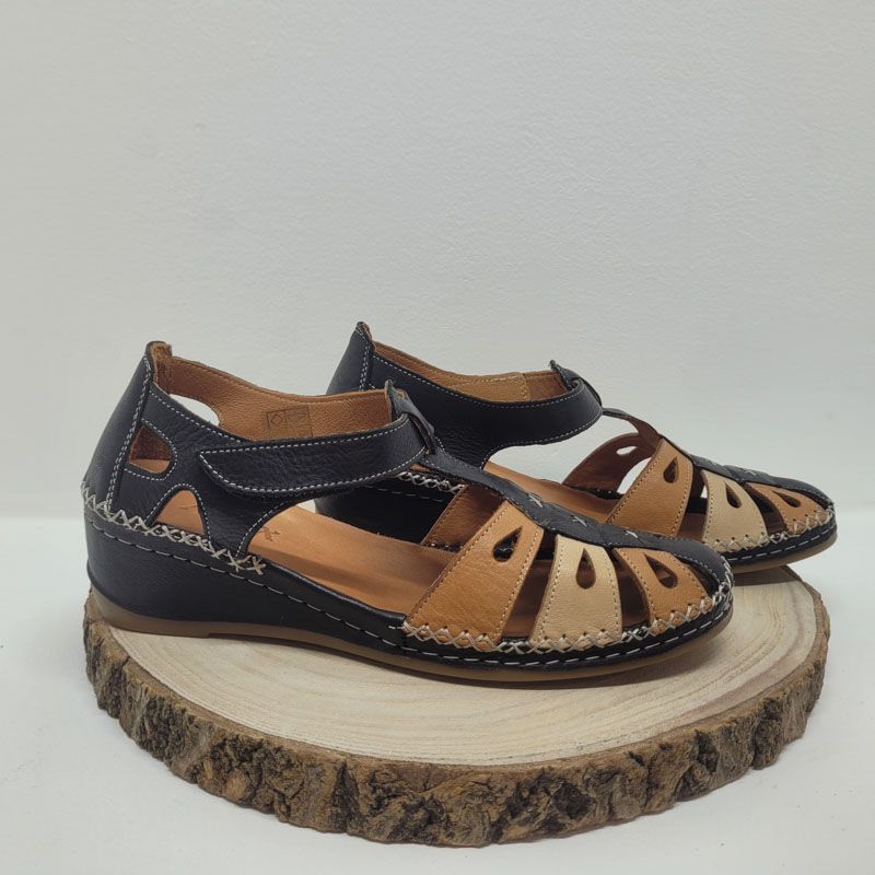 Sandale noir beige et camel Altex