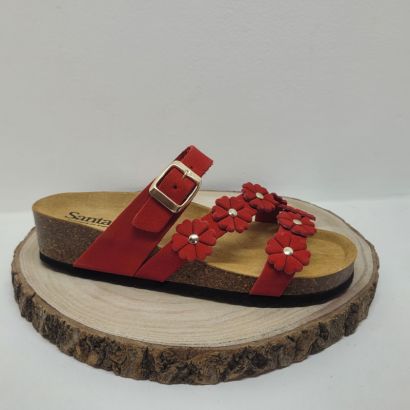 Mule bio rouge avec fleurs Altex