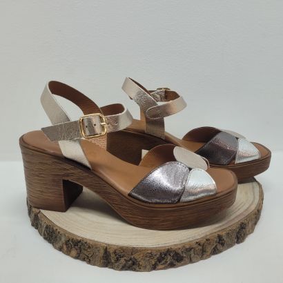 Nu-pied talon acier/métal avec motif Kaola