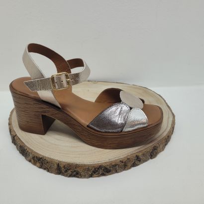 Nu-pied talon acier/métal avec motif Kaola