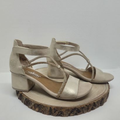 Nu-pied à talon décroché habillé avec strass or 1 velcro Rieker 