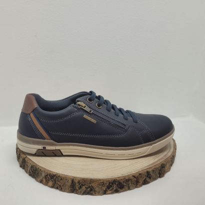 Basket bleu marine avec zip à l'arrière camel Pegada 